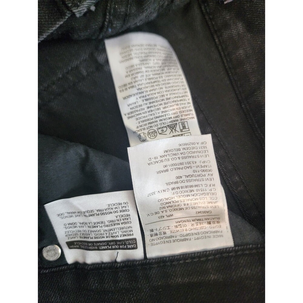 Levi's 505 Straight Leg Black Denim Jeans Women's Size 8L 29x34 embroidery - Picture 9 of 10